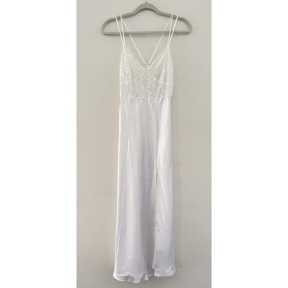 Vintage Victoria's Secret Coquette Maxi Slip Robe Set White Lace Lingerie 2pc XS - Picture 4 of 16